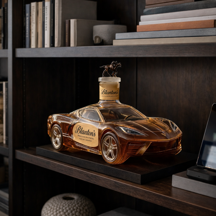 Μπουκάλι ουίσκι Blanton’s σε σχήμα Corvette με χρυσή κορώνα