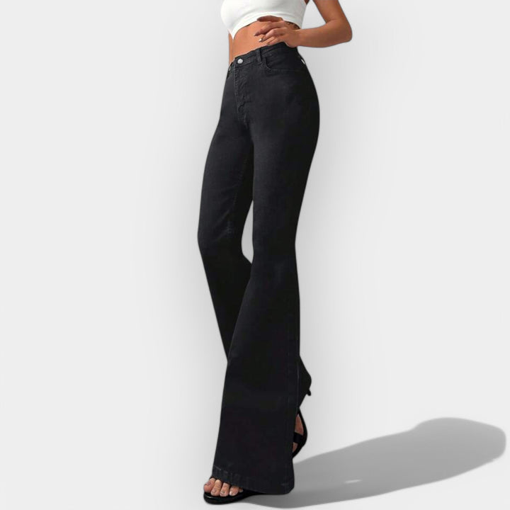 Σκούρο τζιν bootcut με ψηλή μέση και φαρδιά καμπάνα στο κάτω μέρος