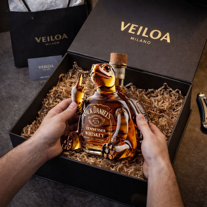 Μπουκάλι ουίσκι Jack Daniel's σε σχήμα χελώνας μέσα σε κουτί δώρου